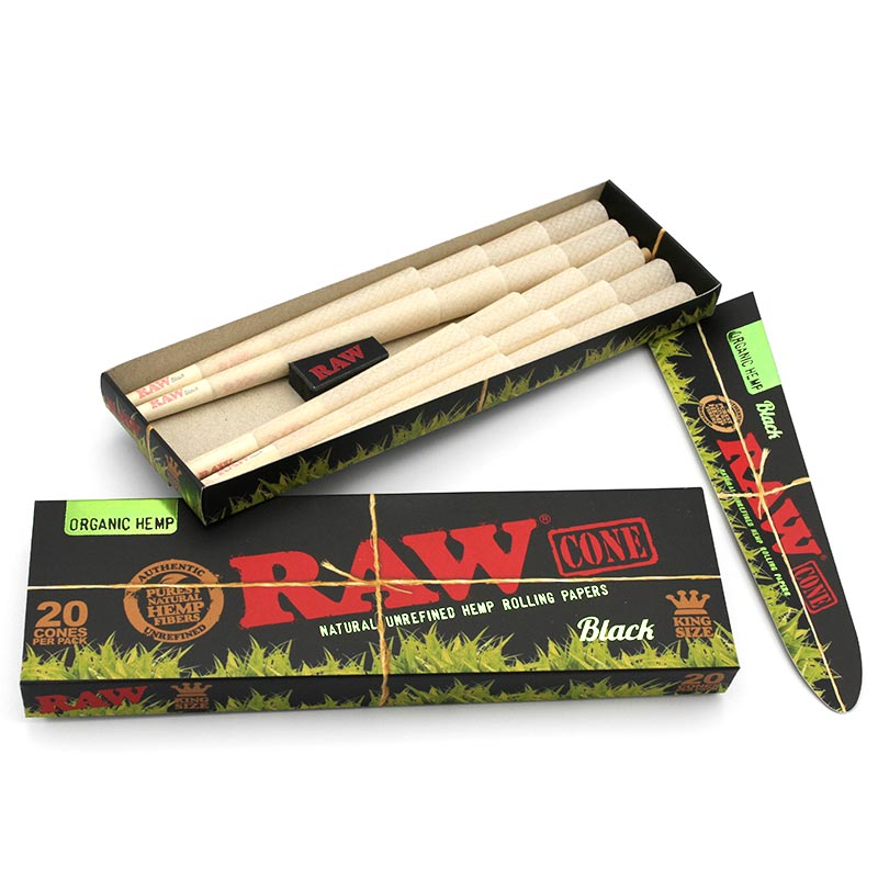 RAW Black Organic PreRolled Cones King Size 20er Pack - HAZE & KUSH - CBD Shop